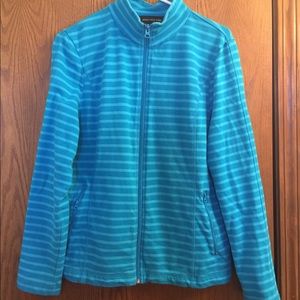 Blue & White Striped Athletic Zip up